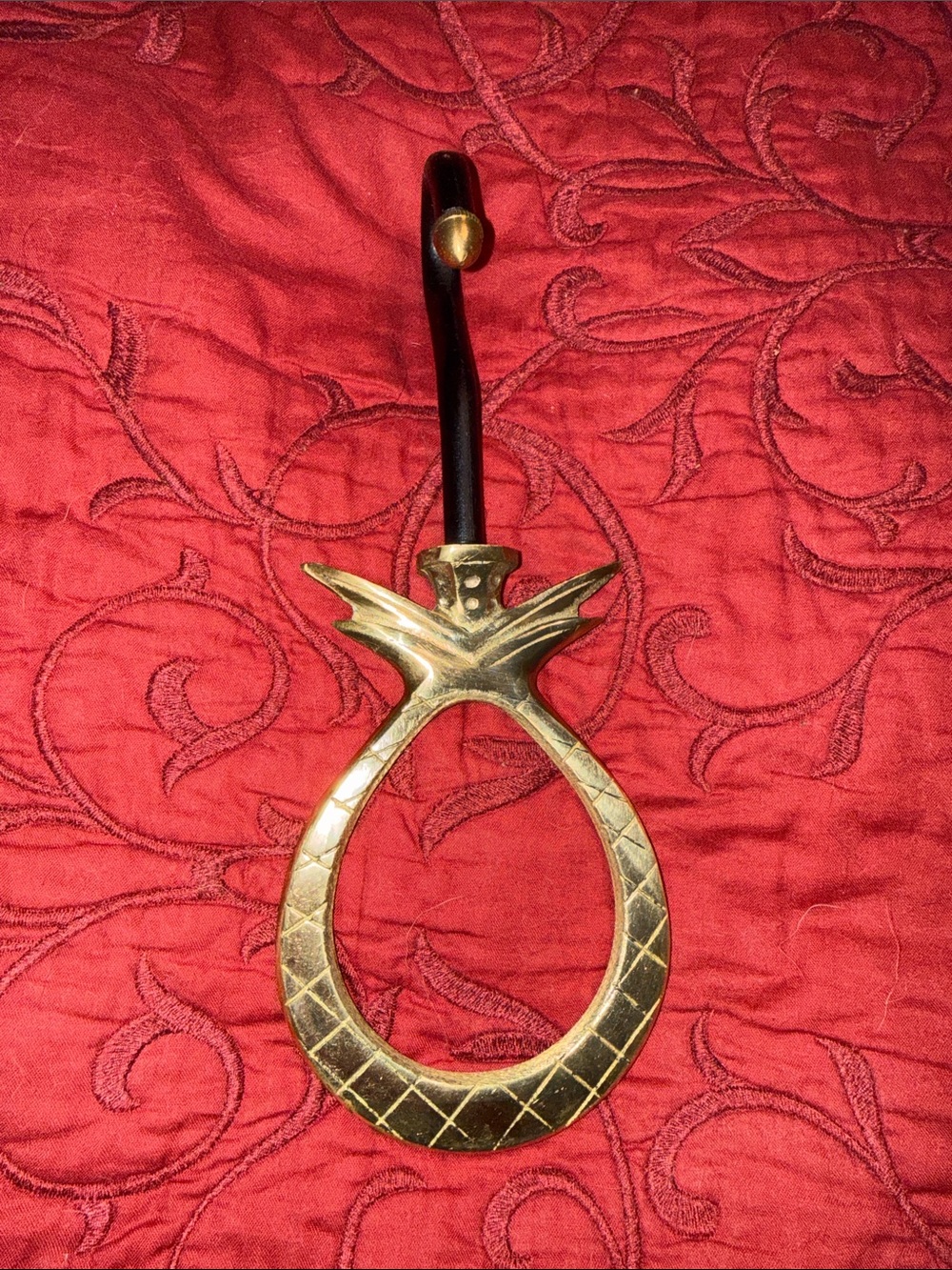 Brass Pineapple Shaped Fireplace Damper Pull